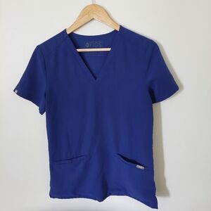 FIGS Technical Collection  Women's Blue Scrub V-Neck Top Size XS